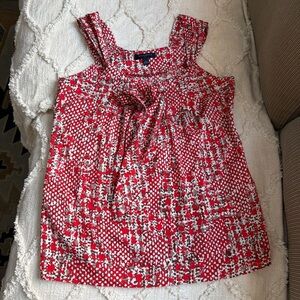 Banana Republic Red and White Snakeskin Abstract Print Sleeveless Blouse